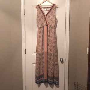 Colorful Maxi Dress with Knee Length Under Layer